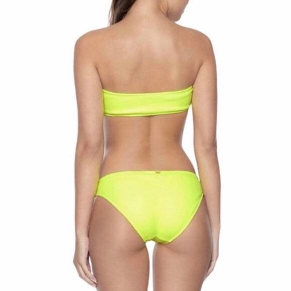 💗 3/$10 💗  NEW PQ Swim cheeky bandeau bikini neon yellow green medium - Picture 2 of 8